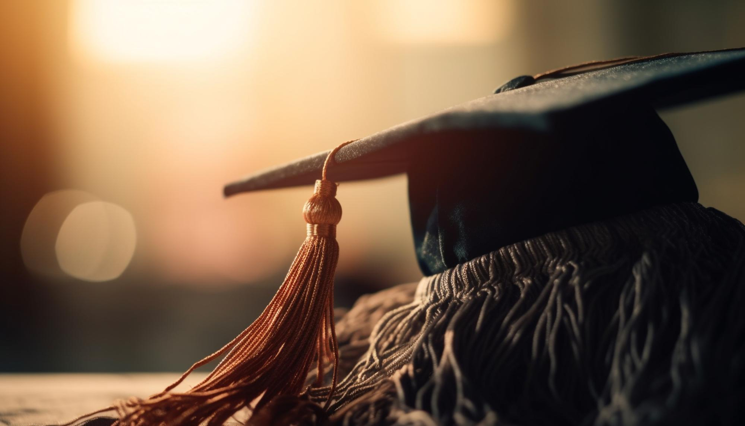Capelo de formatura com pingente dourado simbolizando a nova Pós Graduação em Medicina de Emergência